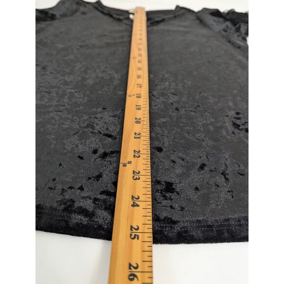 Belah & Codey Vamp Goth Black Velvet Keyhole Neck Metal Rhinestone XL Top Y2K - Picture 9 of 10